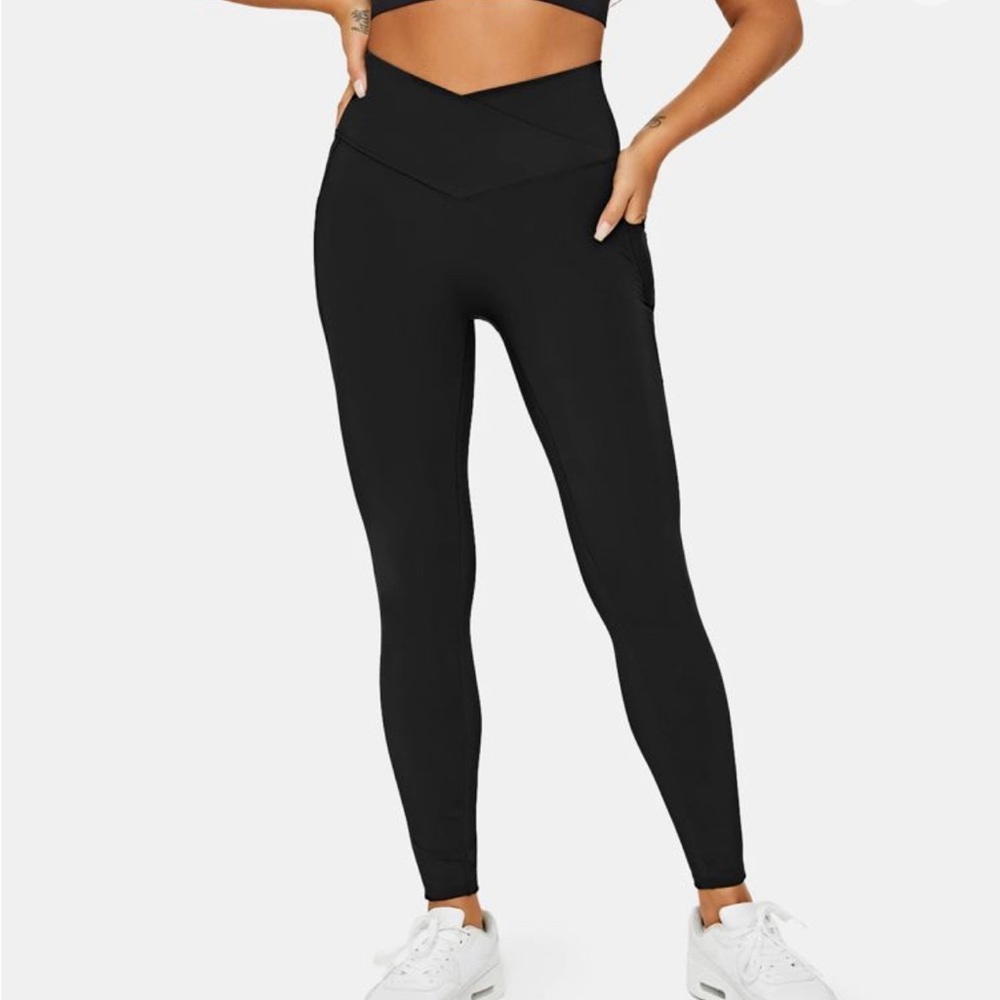 HALARA Pet hair resistant high waisted crossover leggings Large black